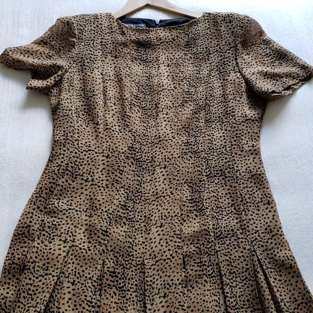 Cynthia Howie pleated animal print maxi dress